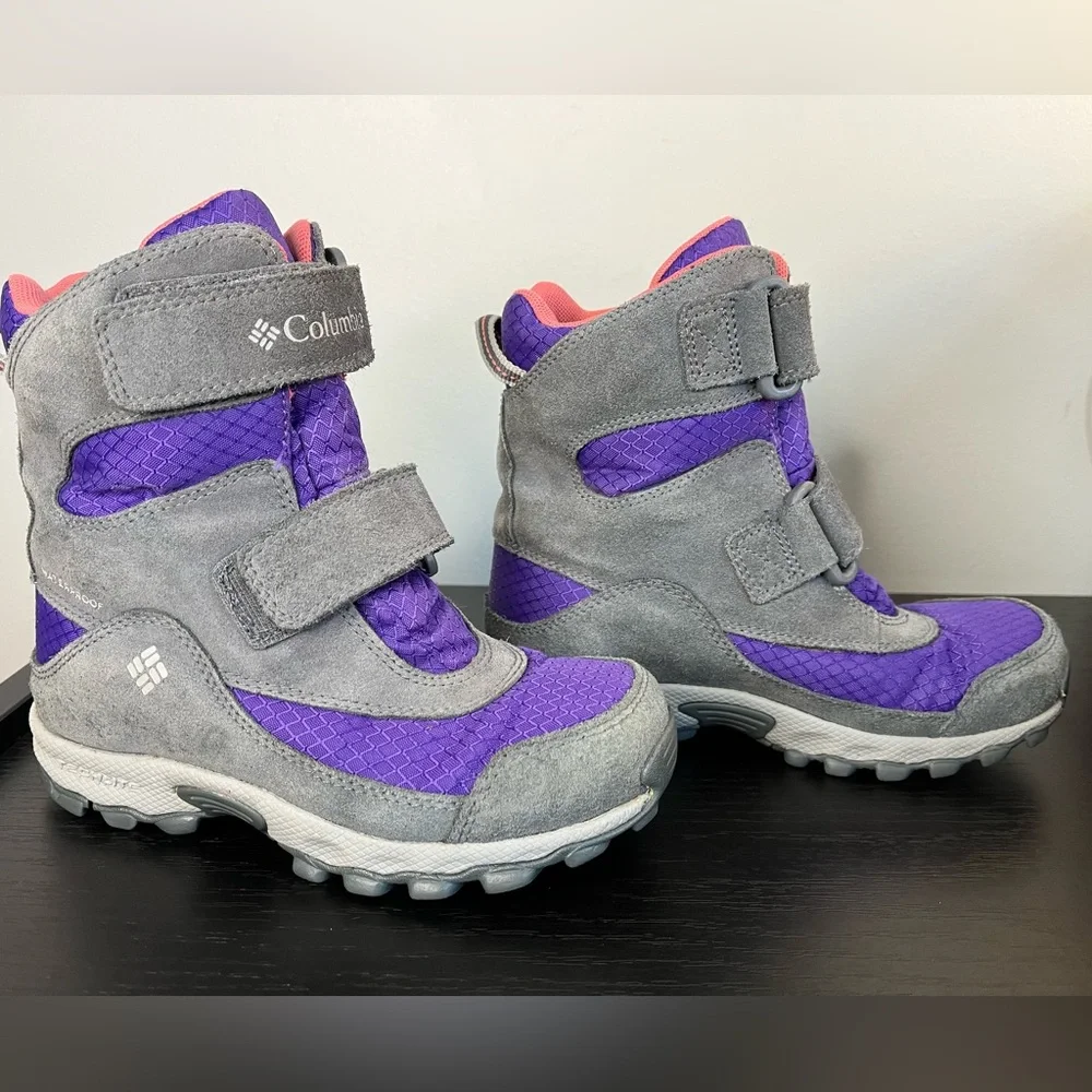 Columbia Kids' Parker’s Peak Purple Gray Winter Snow Boots Waterproof Girl’s 1